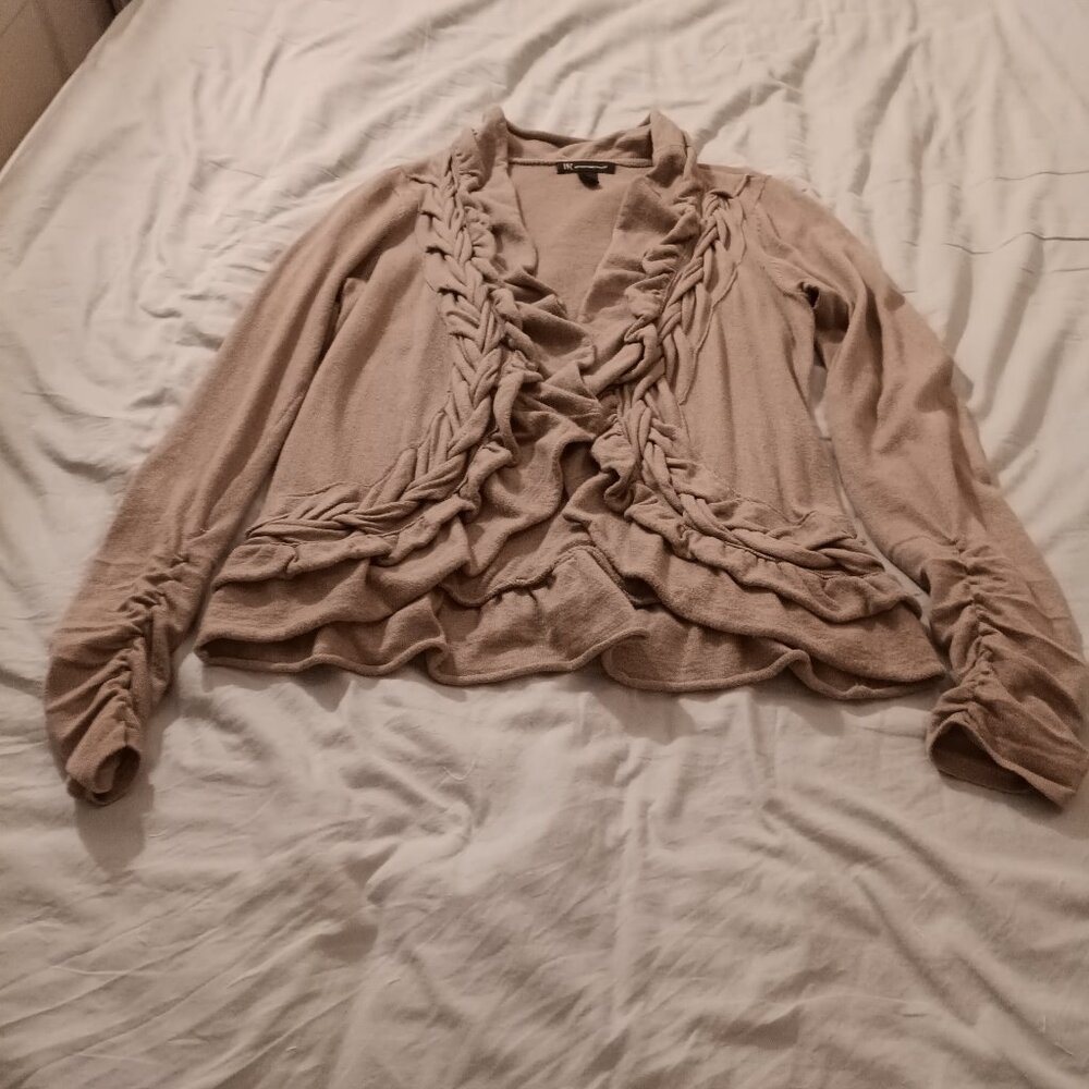 Tan ruffled sweater